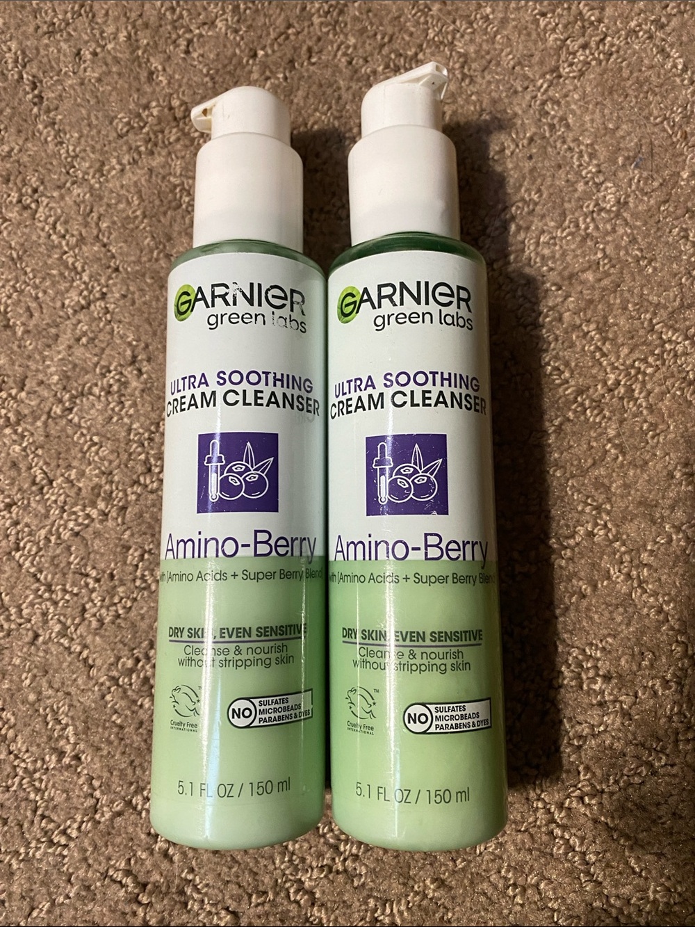 Garnier Amino-Berry Ultra Soothing Cream Cleanser Face Wash Bundle NWT